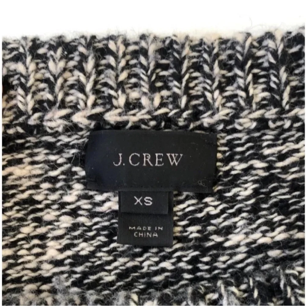 J. CREW Fair Isle Crewneck Wool Blend Knit Sweater Black&Cream/Heather Gray XS